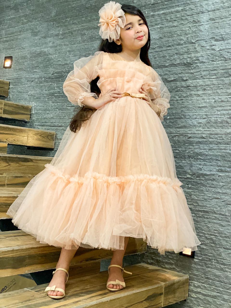 Peach full length Frock