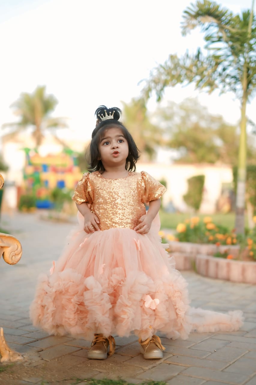 Butterfly peach Frock