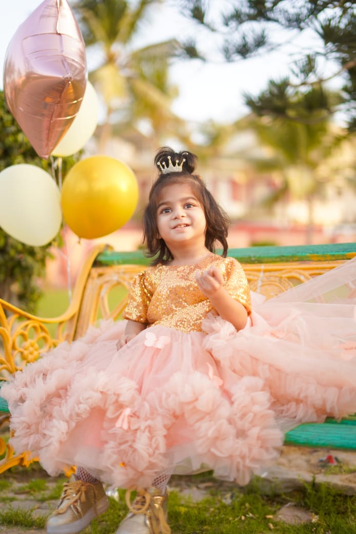 Butterfly peach Frock