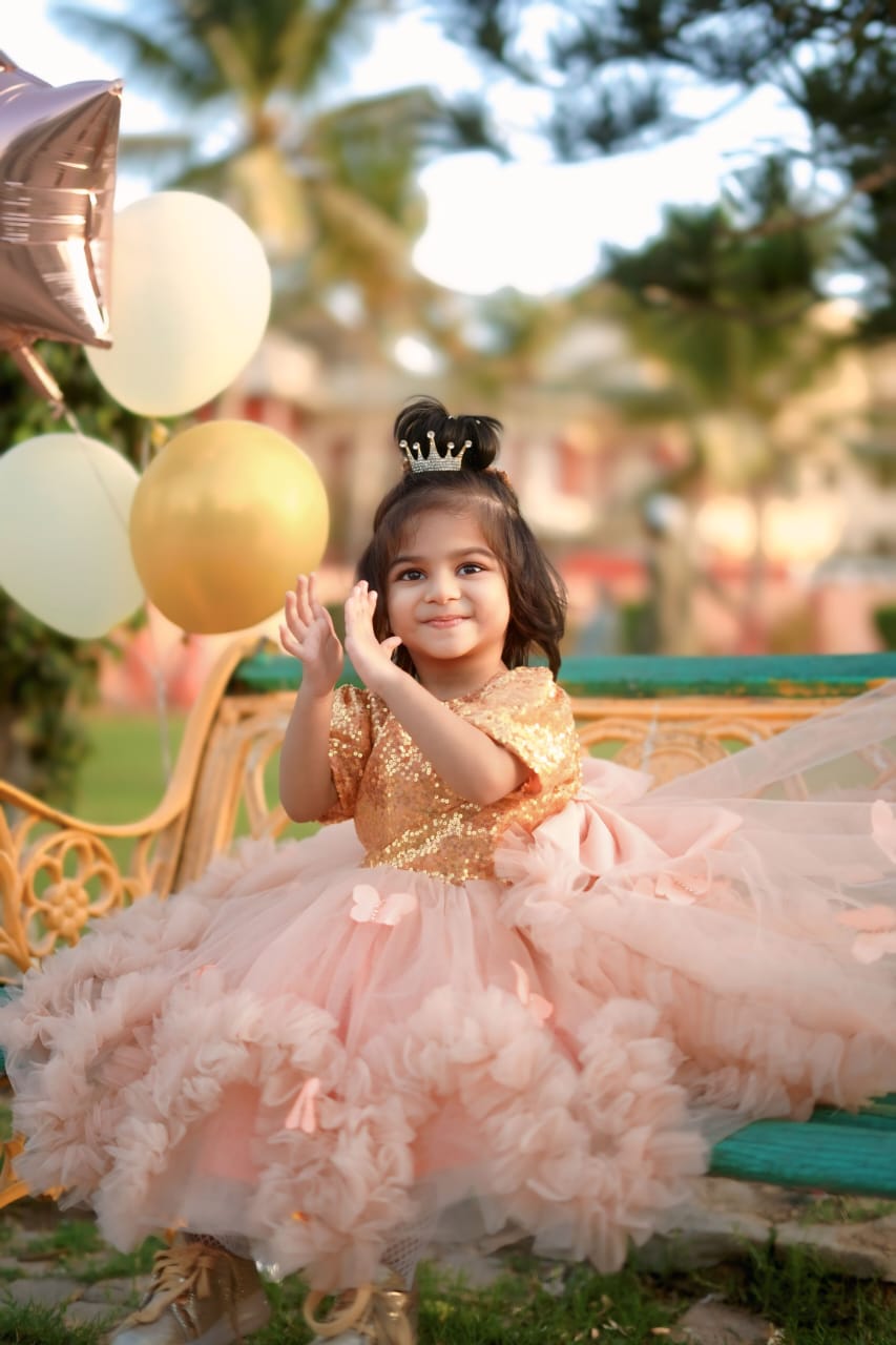 Butterfly peach Frock