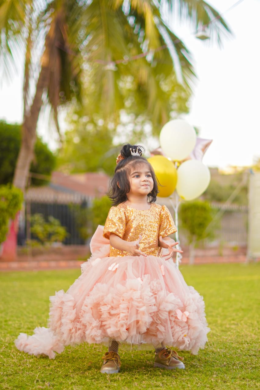 Butterfly peach Frock