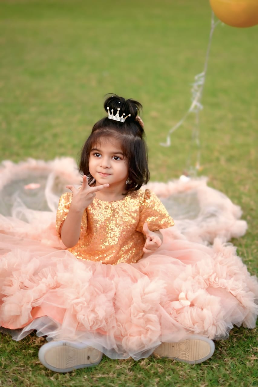 Butterfly peach Frock